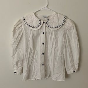 Vintage Peter Pan Collar Puff Sleeve Blouse